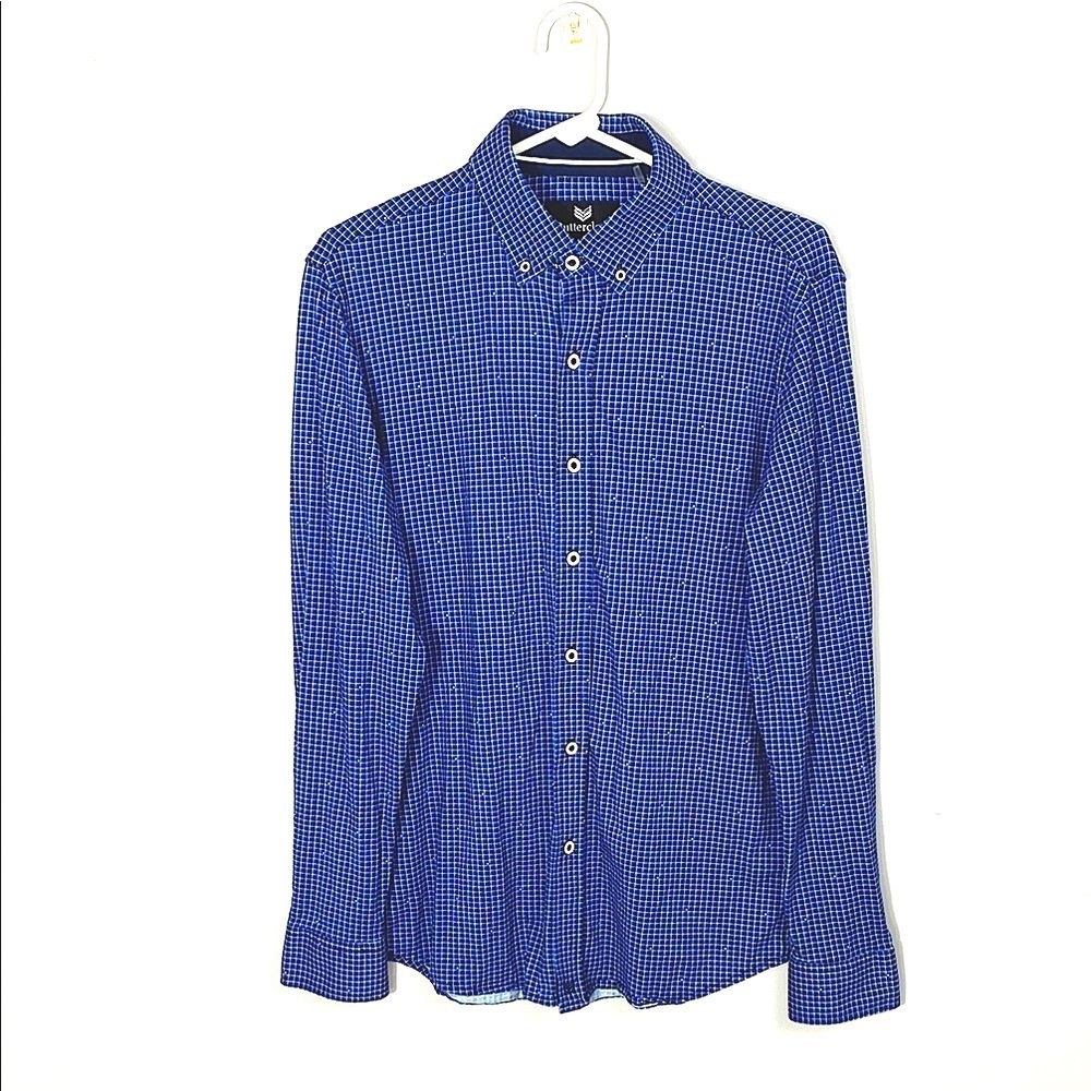 Buttercloth Men's Blue Checkered Shirt size medium